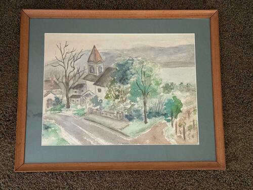 19.5"x15.5" Framed Landscape Watercolor Wall Art