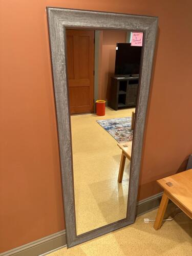 Gray Wood-Framed Wall Mirror