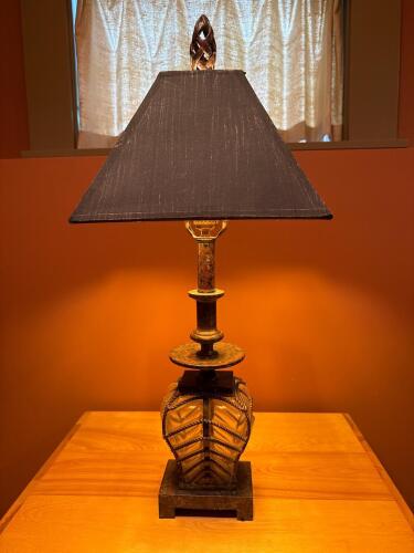 Glass and Metal Table Lamp in Transitional Style