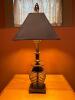 Glass and Metal Table Lamp in Transitional Style