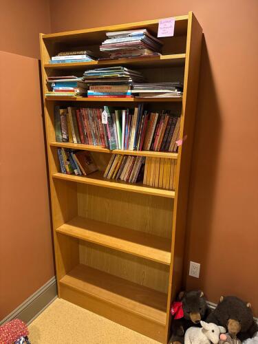Tall Oak-Style Bookcase with Adjustable Shelves