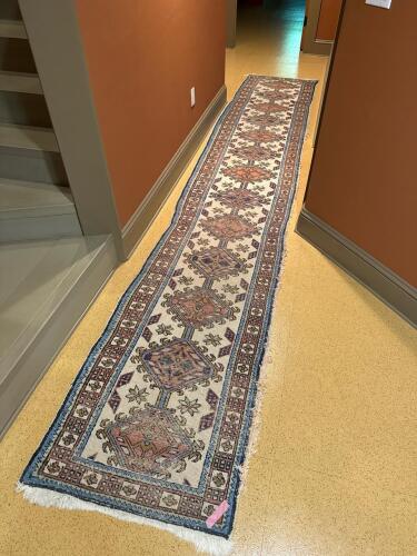 Hand Woven Persian Wool Runner Rug Geometric Motif