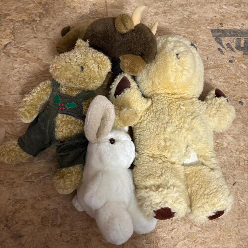 Plush Animals: Teddy Bears, Bunny, and Buffalo