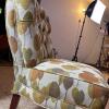 Upholstered Slipper Chair in Retro-Style Leaf Pattern - 5
