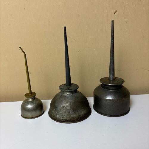 Three Vintage Metal Oil Cans
