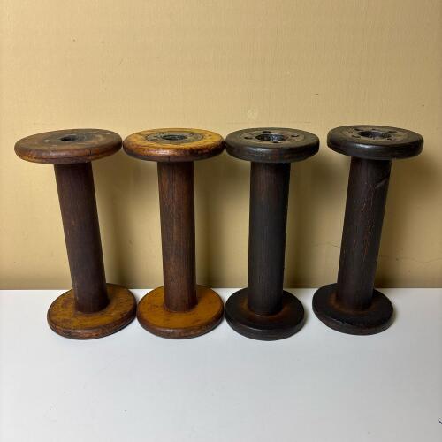 Four Industrial Wooden Textile Mill Spools