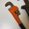 Vintage Wood Handle Pipe Wrench & Metal Pipe Wrench - 2