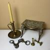 Brass Footman Trivet, Chamberstick, & Hardware