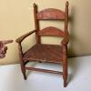 Rustic Wooden Doll's Armchair With Woven Seat
