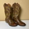 Western Cowboy Boots With Decorative Yellow Stitching