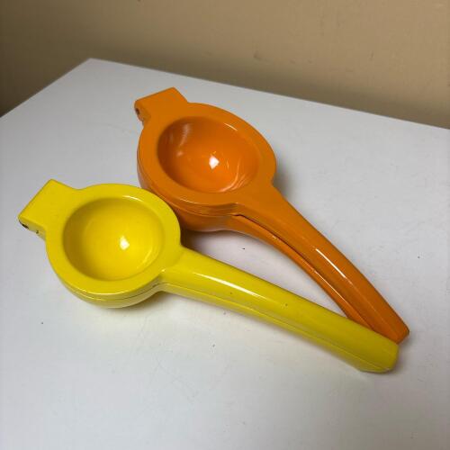 Vintage Citrus Squeezers in Yellow & Orange Enamel Finish