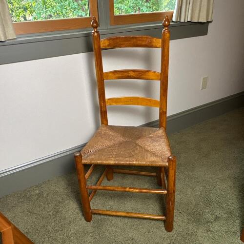 Ladder-Back Side Chair With Woven Rush Seat