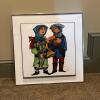 21" x 21" Joe Tripetti &ldquo;Pleasant Peasants&rdquo; Silver Cloisonn&eacute; Enamel Artwork