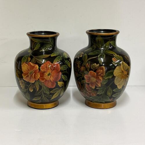 Pair of Ceramic Floral Decorative Vases