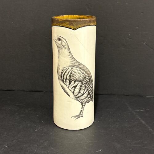 Laura Zindel Studio Ceramic Vase with Bird Illustration