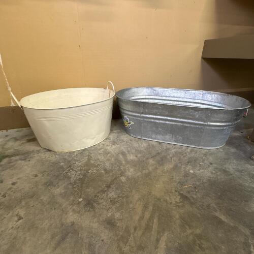 Pair of Large Decorative Metal Tubs