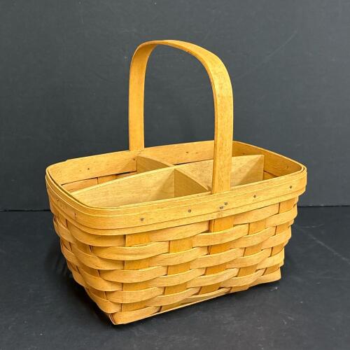 Longaberger Handwoven Divided Basket with Handle - 1996