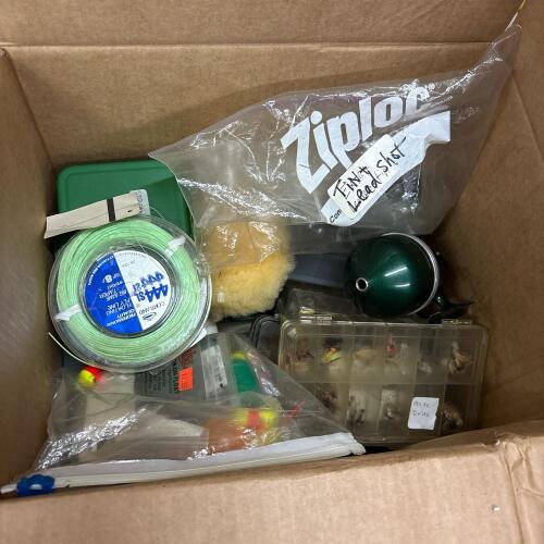 Box of Mixed Fishing Tackle, Fly Boxes, Reel and Floats