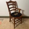 Victorian-Style Wooden Armchair With Needlepoint Seat