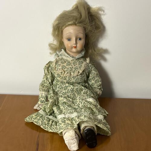 Antique-Style Porcelain Doll in Floral Dress