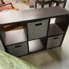Cube Storage Shelf with Fabric Bins, Dark Finish - 2