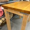 Wood Butcher Block Table with Pair of Rush Seat Bar Stools - 12