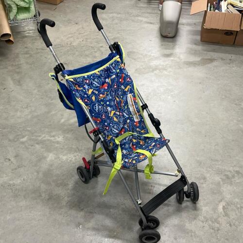Babies R Us Umbrella Stroller With Blue Car Pattern Fabric