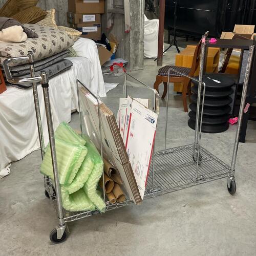 Nexel Chrome Wire Mail Cart with Two Tiers
