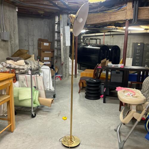Brass Torchiere Floor Lamp Art Deco-Style