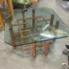 Glass-Top Coffee Table With Bamboo-Style Base - 2