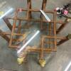 Glass-Top Coffee Table With Bamboo-Style Base - 3