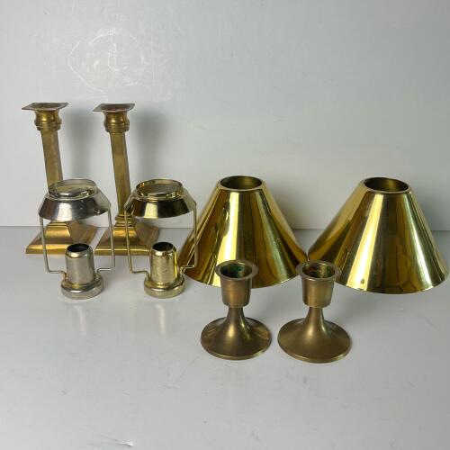 Brass and Metal Candle Holders and Shades Assortment