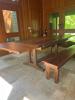 Gorgeous Rustic Wood Trestle Dining Table with Two Leaves Matching Bench - 2