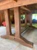 Gorgeous Rustic Wood Trestle Dining Table with Two Leaves Matching Bench - 9