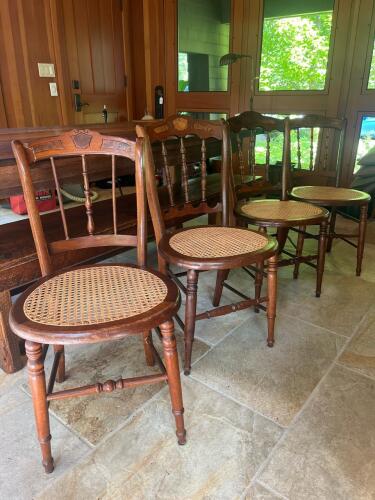 Four Antique-Style Cane Seat Side Chairs