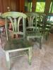 Four Lovely Green Distressed-Style Wooden Dining Chairs