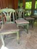 Four Lovely Green Distressed-Style Wooden Dining Chairs - 10