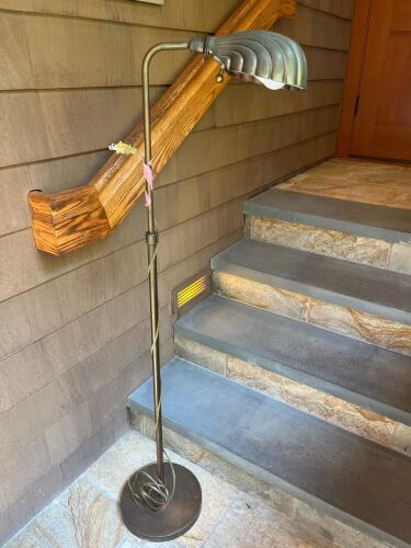 Vintage-Style Adjustable Metal Floor Lamp with Scalloped Shade
