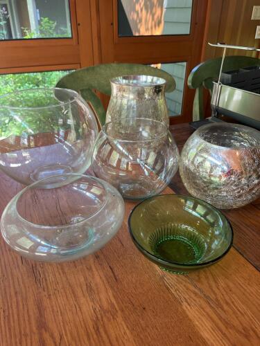 Assorted Glass Vases and Bowls in Various Styles