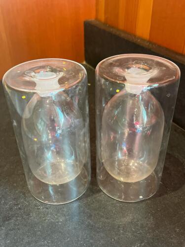 Pair of Ichendorf Milano Double-Walled Glass Bud Vases