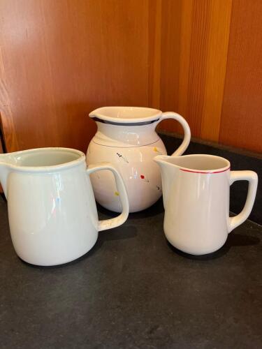Trio of Mixed Ceramic Pitchers and Creamers