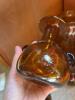 Amber Glass Vases with Trio of Hand-Blown Small Vases - 4