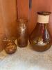 Amber Glass Vases with Trio of Hand-Blown Small Vases - 7