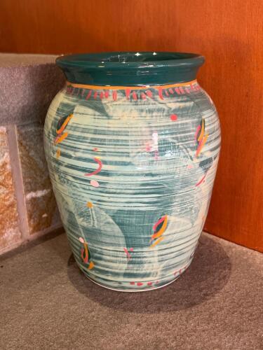 Decorative Glazed Vase Signed K. Haun