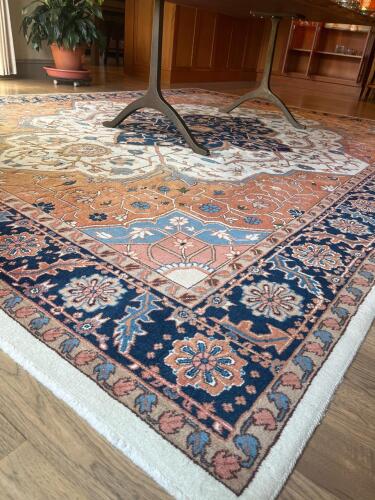 Hand-Knotted Wool Indo Heriz Rug in Traditional Persian-Style Design 9' 2" x 12' 4"