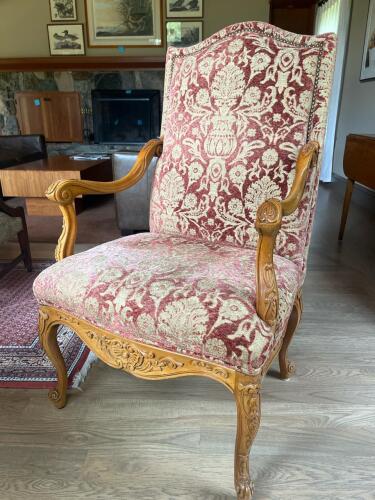 Pair of Upholstered Armchair in Louis XV-style Carved Wood Frame