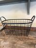 Wire Basket, Large Mason Jar, and Antique Textile with Wood Rods - 10