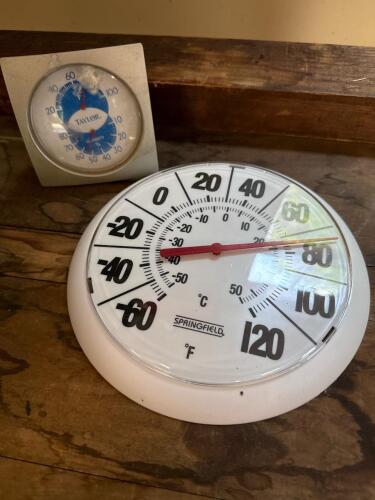Springfield Wall Thermometer and Taylor Thermometer and hygrometer
