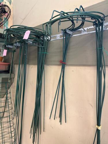 Green Metal Plant Supports with Circular Tops