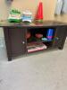 Dark Brown Composite Wood Cabinet with Contents